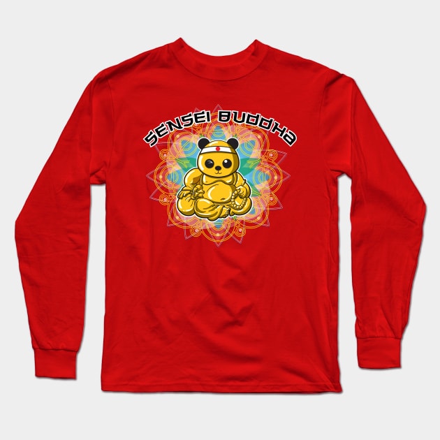 Karate Panda Sensei Buddha Long Sleeve T-Shirt by Karate Panda